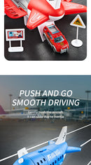 Children's Airplane Car Toy, Inertial Airplane Model, Equipped with 6 Road Signs Random 3 Cars 1 Helicopter, Christmas Gift